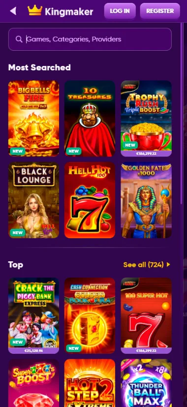 mobile Navigation KingMaker Casino