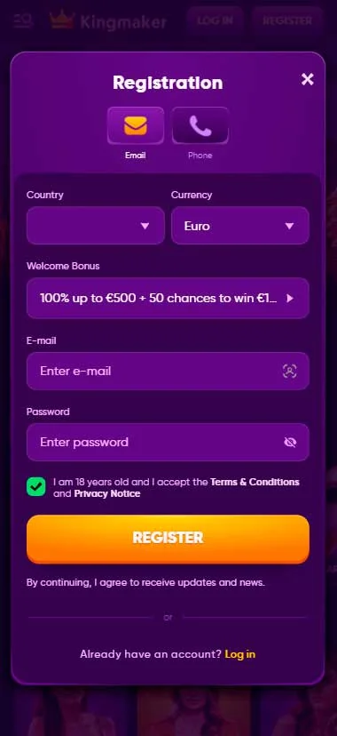 mobile Anmeldung KingMaker Casino